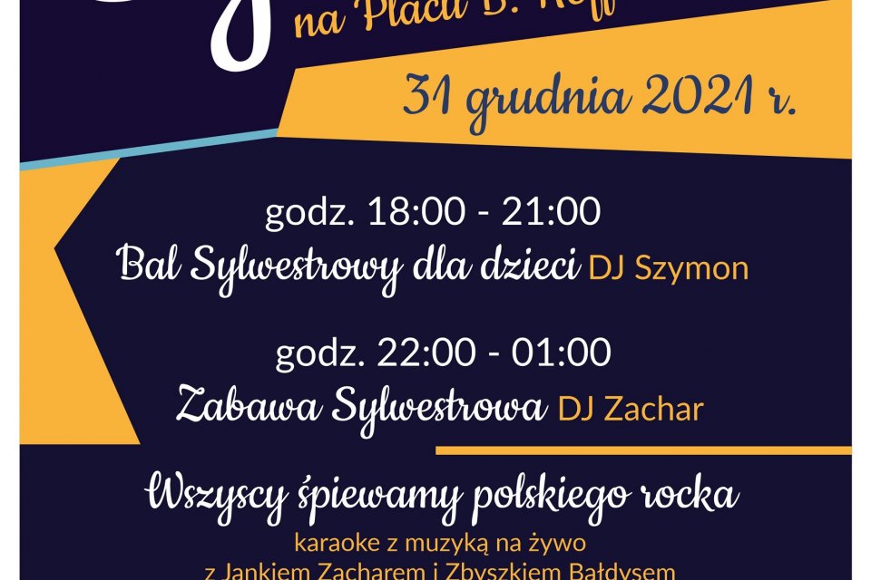 Plakat z programem nocy sylwestrowej